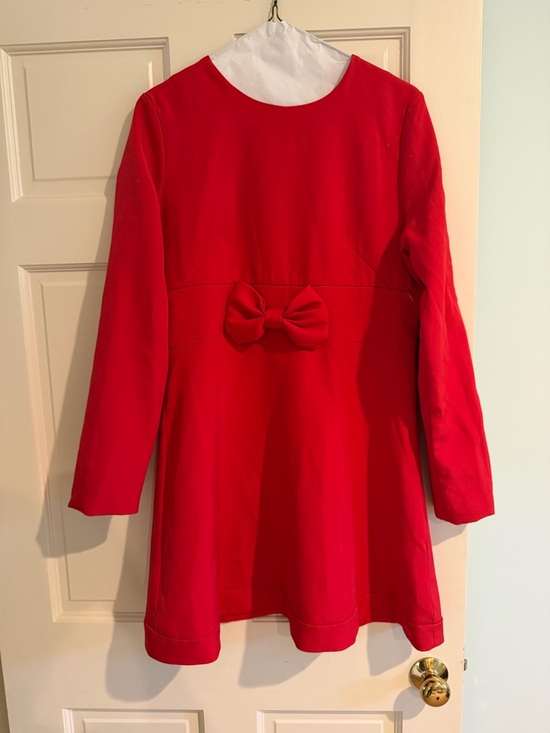 shopthemint Dresses & Skirts - SHOPTHEMINT M Nursing friendly Red Long-Sleeve Bow-Accent A-Line Dress